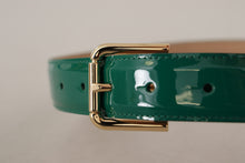 Load image into Gallery viewer, Dolce &amp; Gabbana Elegant Green Leather Belt with Gold Buckle Detail
