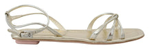 Load image into Gallery viewer, Prada Elegant Silver Ankle Strap Flats
