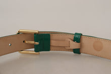 Load image into Gallery viewer, Dolce &amp; Gabbana Elegant Green Leather Belt with Gold Buckle Detail
