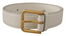 Load image into Gallery viewer, Dolce &amp; Gabbana Chic White Leather Belt with Gold Engraved Buckle
