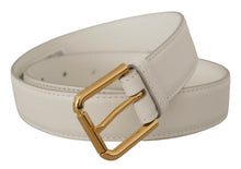 Load image into Gallery viewer, Dolce &amp; Gabbana Chic White Leather Belt with Gold Engraved Buckle
