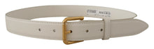 Load image into Gallery viewer, Dolce &amp; Gabbana Chic White Leather Belt with Gold Engraved Buckle
