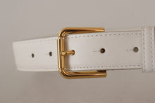 Load image into Gallery viewer, Dolce &amp; Gabbana Chic White Leather Belt with Gold Engraved Buckle
