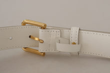 Load image into Gallery viewer, Dolce &amp; Gabbana Chic White Leather Belt with Gold Engraved Buckle
