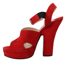 Load image into Gallery viewer, Prada Radiant Red Suede Ankle Strap Sandals
