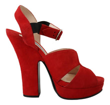 Load image into Gallery viewer, Prada Radiant Red Suede Ankle Strap Sandals
