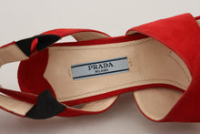 Load image into Gallery viewer, Prada Radiant Red Suede Ankle Strap Sandals
