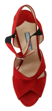 Load image into Gallery viewer, Prada Radiant Red Suede Ankle Strap Sandals
