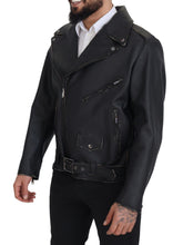 Load image into Gallery viewer, Dolce &amp; Gabbana Elegant Black Leather Biker Jacket
