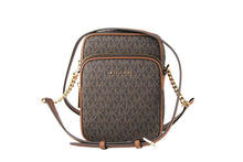 Load image into Gallery viewer, Michael Kors Jet Set Travel Medium Signature North South Chain Crossbody Handbag Brown
