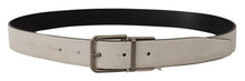 Load image into Gallery viewer, Dolce &amp; Gabbana Elegant White Leather Belt with Silver Buckle
