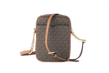 Load image into Gallery viewer, Michael Kors Jet Set Travel Medium Signature North South Chain Crossbody Handbag Brown
