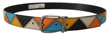 Load image into Gallery viewer, Dolce &amp; Gabbana Elegant Multicolor Leather Belt with Silver Buckle
