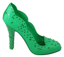 Load image into Gallery viewer, Dolce &amp; Gabbana Enchanting Crystal Cinderella Pumps in Lush Green
