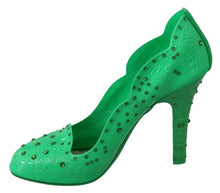 Load image into Gallery viewer, Dolce &amp; Gabbana Enchanting Crystal Cinderella Pumps in Lush Green
