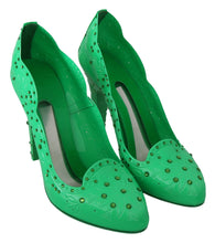 Load image into Gallery viewer, Dolce &amp; Gabbana Enchanting Crystal Cinderella Pumps in Lush Green
