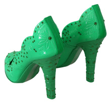 Load image into Gallery viewer, Dolce &amp; Gabbana Enchanting Crystal Cinderella Pumps in Lush Green
