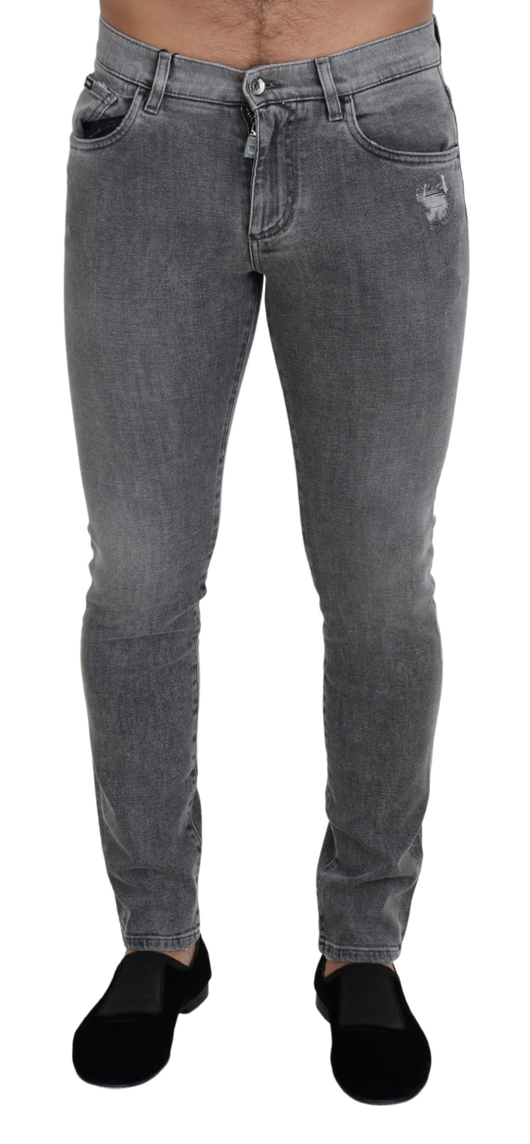 Dolce & Gabbana Grey Washed Cotton Skinny Denim Jeans