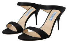 Load image into Gallery viewer, Prada Black Leather Sandals Stiletto Heels Open Toe Shoes
