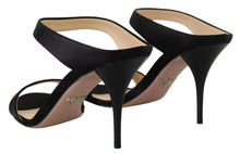 Load image into Gallery viewer, Prada Black Leather Sandals Stiletto Heels Open Toe Shoes
