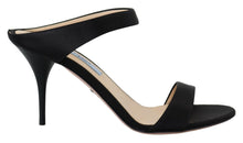 Load image into Gallery viewer, Prada Black Leather Sandals Stiletto Heels Open Toe Shoes
