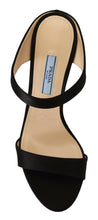 Load image into Gallery viewer, Prada Black Leather Sandals Stiletto Heels Open Toe Shoes
