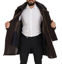 Load image into Gallery viewer, Dolce &amp; Gabbana Elegant Dark Brown Shearling Coat Jacket
