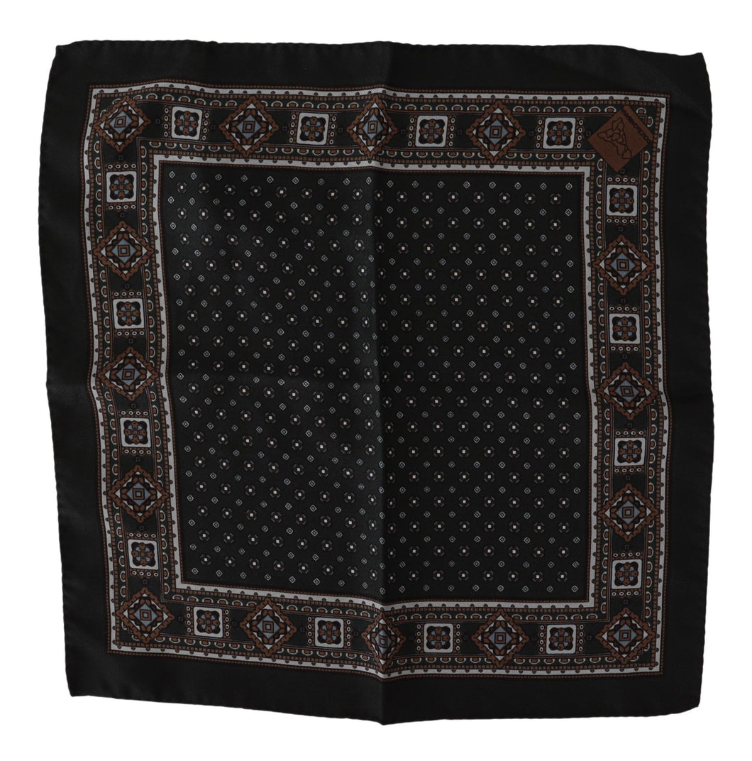 Dolce & Gabbana Black Silk Men Pocket Square Handkerchief Scarf