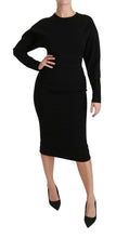 Load image into Gallery viewer, Dolce &amp; Gabbana Elegant Black Bodycon Sheath Midi Dress
