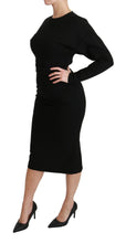Load image into Gallery viewer, Dolce &amp; Gabbana Elegant Black Bodycon Sheath Midi Dress
