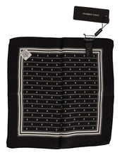 Load image into Gallery viewer, Dolce &amp; Gabbana Black Patterned Silk Square Handkerchief Scarf

