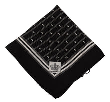 Load image into Gallery viewer, Dolce &amp; Gabbana Black Patterned Silk Square Handkerchief Scarf
