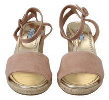 Load image into Gallery viewer, Prada Elegant Suede Ankle Strap Wedge Sandals
