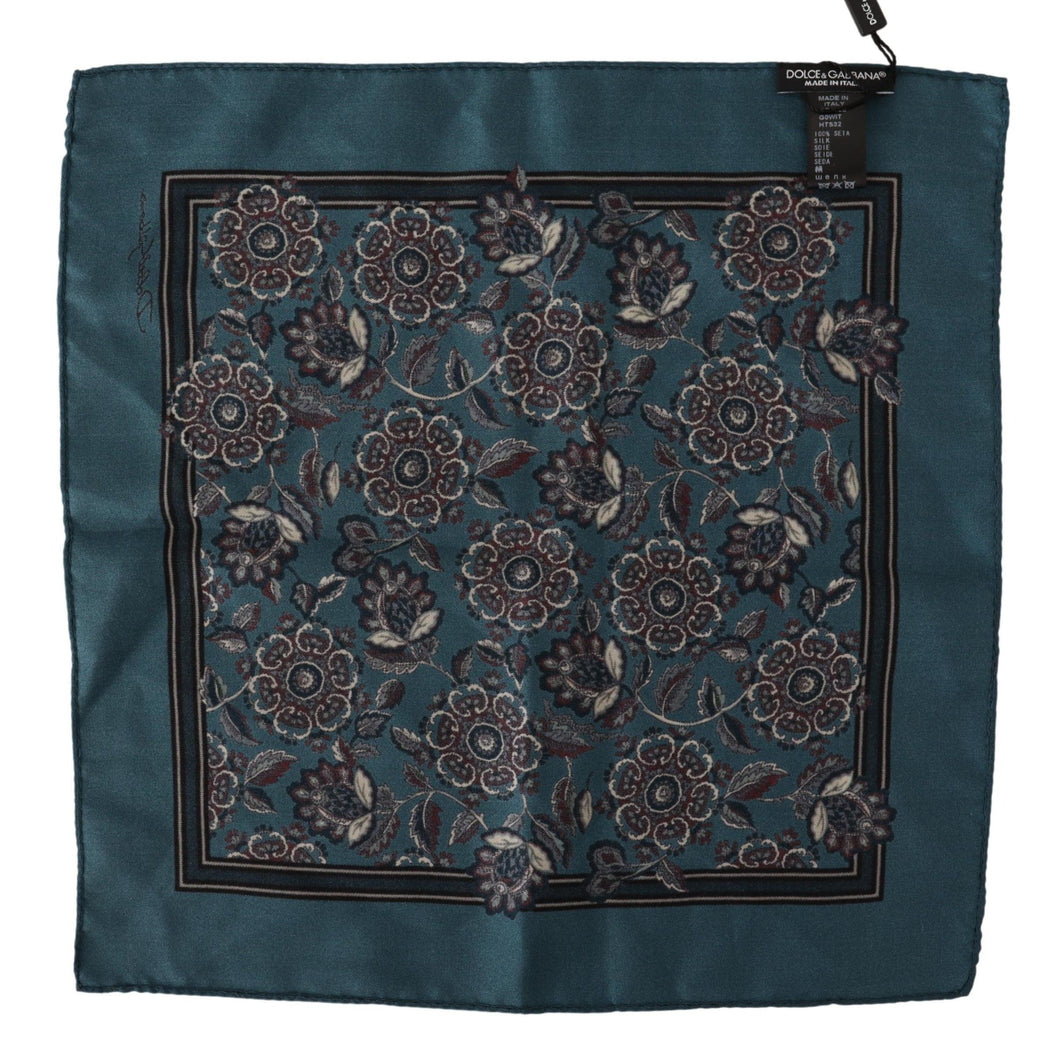 Dolce & Gabbana Blue Floral Silk Square Handkerchief Scarf