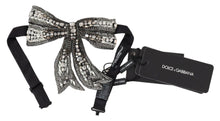 Load image into Gallery viewer, Dolce &amp; Gabbana Elegant Silver Embellished Silk Bowtie
