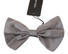 Load image into Gallery viewer, Dolce &amp; Gabbana Elegant Silver Gray Silk Bow Tie
