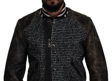 Load image into Gallery viewer, Dolce &amp; Gabbana Multicolor Houndstooth Leather Bomber Jacket
