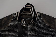 Load image into Gallery viewer, Dolce &amp; Gabbana Multicolor Houndstooth Leather Bomber Jacket
