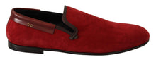 Load image into Gallery viewer, Dolce &amp; Gabbana Red Suede Leather Slip On Loafers Men&#39;s Shoes
