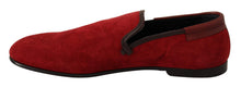 Load image into Gallery viewer, Dolce &amp; Gabbana Red Suede Leather Slip On Loafers Men&#39;s Shoes
