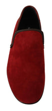 Load image into Gallery viewer, Dolce &amp; Gabbana Red Suede Leather Slip On Loafers Men&#39;s Shoes
