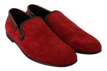 Load image into Gallery viewer, Dolce &amp; Gabbana Red Suede Leather Slip On Loafers Men&#39;s Shoes
