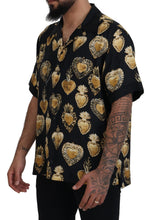 Load image into Gallery viewer, Dolce &amp; Gabbana Elegant Silk Pajama Look Shirt with Gold Hearts
