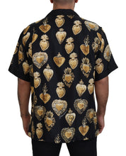 Load image into Gallery viewer, Dolce &amp; Gabbana Elegant Silk Pajama Look Shirt with Gold Hearts
