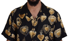 Load image into Gallery viewer, Dolce &amp; Gabbana Elegant Silk Pajama Look Shirt with Gold Hearts
