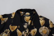 Load image into Gallery viewer, Dolce &amp; Gabbana Elegant Silk Pajama Look Shirt with Gold Hearts
