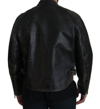 Load image into Gallery viewer, Dolce &amp; Gabbana Elegant Black Leather Jacket with Silver Details
