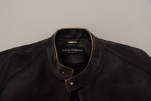 Load image into Gallery viewer, Dolce &amp; Gabbana Elegant Black Leather Jacket with Silver Details
