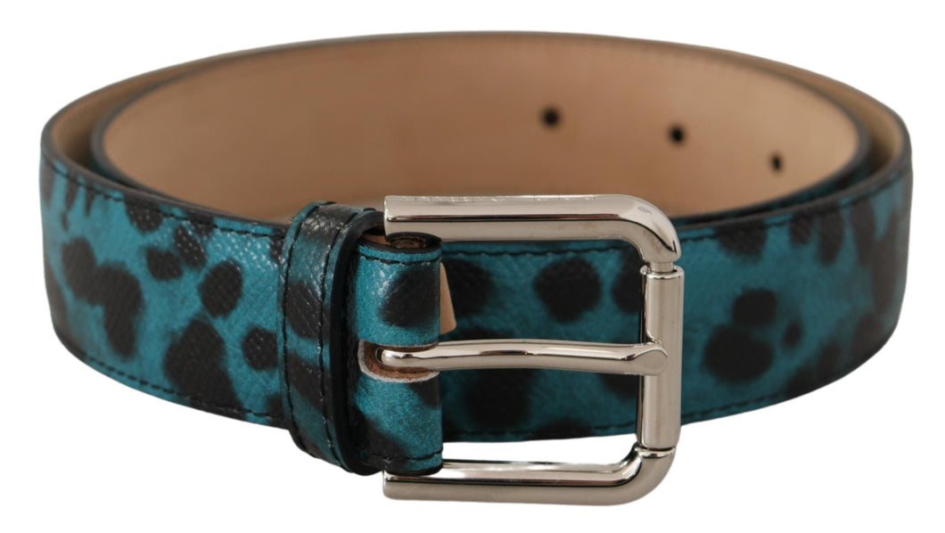 Dolce & Gabbana Engraved Logo Leather Belt - Elegant Blue