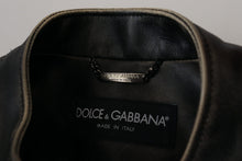 Load image into Gallery viewer, Dolce &amp; Gabbana Elegant Black Leather Jacket with Silver Details
